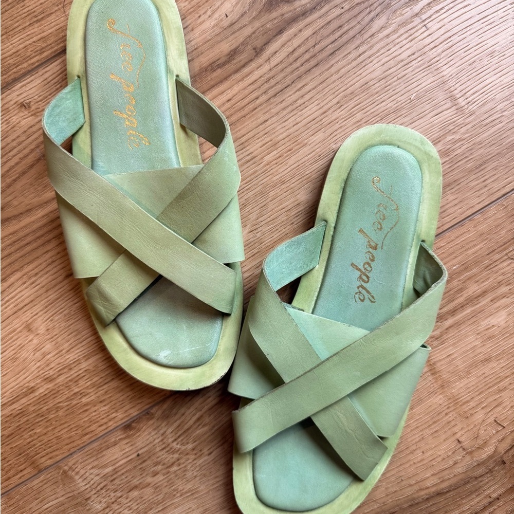 Free People Green Criss-Cross Sandals